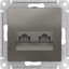 Фото Schneider Electric AtlasDesign ATN000985 Розетка компьютерная (2xRJ45, под рамку, скрытая установка, сталь)