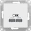 Фото Schneider Electric AtlasDesign ATN000133 Розетка USB (2xUSB, под рамку, скрытая установка, белая)