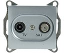 Schneider Electric Glossa GSL000398 Розетка телевизионная проходная (TV+SAT, под рамку, скрытая установка, алюминий)