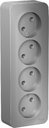 Schneider Electric Blanca BLNRA000413 Розетка четырехместная с изоляционной пластиной (16 А, в сборе, открытая установка, алюминий)