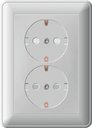 Schneider Electric W59 RS16-255-58 Розетка двойная с заземляющим контактом (16 А, в сборе, шторки, скрытая установка, матовый хром)