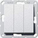 Gira System55 283026 Выключатель трехклавишный (10 А, под рамку, скрытая установка, алюминий)
