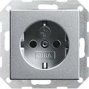 Gira System55 045326 Розетка с заземляющим контактом (16 А, под рамку, шторки, пиктограмма, скрытая установка, алюминий)