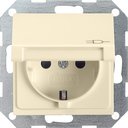 Gira System55 041401 Розетка с заземляющим контактом (16 А, под рамку, шторки, крышка, пиктограмма, скрытая установка, кремовая глянцевая)