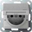 Gira System55 041426 Розетка с заземляющим контактом (16 А, под рамку, шторки, крышка, пиктограмма, скрытая установка, алюминий)