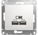 Schneider Electric Glossa GSL000133 Розетка USB (2xUSB, под рамку, скрытая установка, белая)