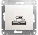Schneider Electric Glossa GSL000633 Розетка USB (2xUSB, под рамку, скрытая установка, перламутровая)
