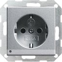 Gira System55 117026 Розетка SCHUKO с заземляющим контактом (16 А, шторки, подсветка, под рамку, скрытая установка, алюминий)