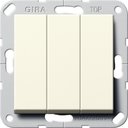 Gira System55 284401 Кнопка Н.О. трехклавишная (10 А, под рамку, скрытая установка, кремовая глянцевая)