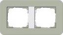 Gira E3 0212415 Рамка 2-постовая (серо-зеленый/белый глянцевый)