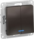 Schneider Electric AtlasDesign ATN000653 Выключатель двухклавишный (10 А, под рамку, подсветка, скрытая установка, мокко)