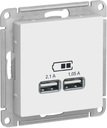 Schneider Electric AtlasDesign ATN000133 Розетка USB (2xUSB, под рамку, скрытая установка, белая)