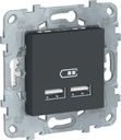 Schneider Electric Unica New NU541854 Розетка USB (USB, под рамку, скрытая установка, антрацит)