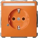 Schneider Electric Merten Artec/Antique MTN2303-4002 Розетка с заземляющим контактом (16 А, под рамку, шторки, индикация, поле для надписи, скрытая установка, оранжевая)
