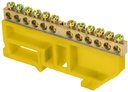 EKF sn0-63-12-dz Шина "0" N (6х9мм) 12 отверстий латунь желтый изолятор на DIN-рейку PROxima