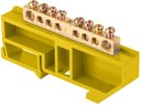 EKF sn0-63-08-dz Шина "0" N (6х9мм) 8 отверстий латунь желтый изолятор на DIN-рейку PROxima