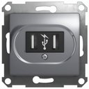 Schneider Electric Glossa GSL000332 Розетка USB (2xUSB, под рамку, скрытая установка, алюминий)