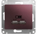 Schneider Electric Glossa GSL001133 Розетка USB (2xUSB, под рамку, скрытая установка, баклажан)