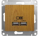 Schneider Electric Glossa GSL000533 Розетка USB (2xUSB, под рамку, скрытая установка, дуб)