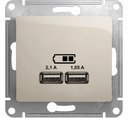 Schneider Electric Glossa GSL000933 Розетка USB (2xUSB, под рамку, скрытая установка, молочная)