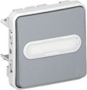 Legrand Plexo 069544 Выключатель кнопочный (подсветка, 10 А, под рамку, возм. накладного монтажа, с/у, серый)