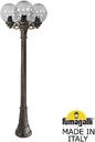 Fumagalli Artu Bisso/G250 3L G25.158.S30.BZE27 Светильник садовый с 3 фонарями 1800 мм (корпус античная бронза, плафон дымчатый)
