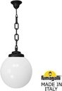 Fumagalli Sichem/G300 G30.120.000.AYE27 Подвесной светильник на цепочке с 1 фонарем 750 мм (корпус черный, плафон опал)