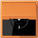 Jung Le Corbusier LC1520KIKL32081 Розетка с крышкой и с заземляющим контактом (16 А, под рамку, шторки, скрытая установка, orange clair)