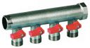 HENCO VB050504-ROOD Коллектор (3/4" ВР/НР, 4 x 3/4" НР ЕК, шаровые краны, латунь)