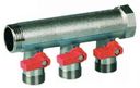 HENCO VB060503-ROOD Коллектор (1" ВР/НР, 3 x 3/4" НР ЕК, шаровые краны, латунь)