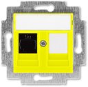 ABB Levit 2CHH295117A6064 Розетка компьютерная (поле для надписи, RJ45+заглушка, под рамку, cat.5e, с/у, желтый/дымчатый черный)