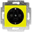 ABB Levit 2CHH203457A6064 Розетка с заземляющим контактом (16 А, шторки, под рамку, скрытая установка, желтый/дымчатый черный)