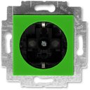 ABB Levit 2CHH203457A6067 Розетка с заземляющим контактом (16 А, шторки, под рамку, скрытая установка, зеленый/дымчатый черный)