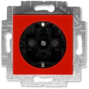 ABB Levit 2CHH203457A6065 Розетка с заземляющим контактом (16 А, шторки, под рамку, скрытая установка, красный/дымчатый черный)