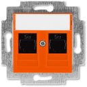 ABB Levit 2CHH295118A6066 Розетка компьютерная (поле для надписи, 2хRJ45, под рамку, cat.5e, с/у, оранжевый/дымчатый черный)