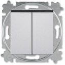 ABB Levit 2CHH598745A6070 Выключатель двухклавишный кнопочный (10 А, под рамку, скрытая установка, серебро/дымчатый черный)