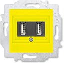 ABB Levit 2CHH290040A6064 Розетка USB (2xUSB, под рамку, скрытая установка, желтый/дымчатый черный)
