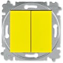 ABB Levit 2CHH595245A6064 Переключатель двухклавишный (10 А, под рамку, скрытая установка, желтый/дымчатый черный)