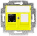 ABB Levit 2CHH296117A6064 Розетка компьютерная (поле для надписи, RJ45+заглушка, под рамку, cat.6, с/у, желтый/дымчатый черный)