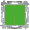 ABB Levit 2CHH595245A6067 Переключатель двухклавишный (10 А, под рамку, скрытая установка, зеленый/дымчатый черный)