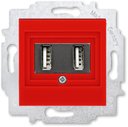 ABB Levit 2CHH290040A6065 Розетка USB (2xUSB, под рамку, скрытая установка, красный/дымчатый черный)