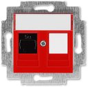 ABB Levit 2CHH295117A6065 Розетка компьютерная (поле для надписи, RJ45+заглушка, под рамку, cat.5e, с/у, красный/дымчатый черный)