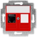 ABB Levit 2CHH296117A6065 Розетка компьютерная (поле для надписи, RJ45+заглушка, под рамку, cat.6, с/у, красный/дымчатый черный)
