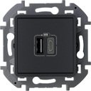 Legrand Inspiria 673763 зарядное устройство для скрытого монтажа , тип А-тип С, цвет "Антрацит". Напряжение ~240В/=5В, максимальный зарядный ток 3000 мА